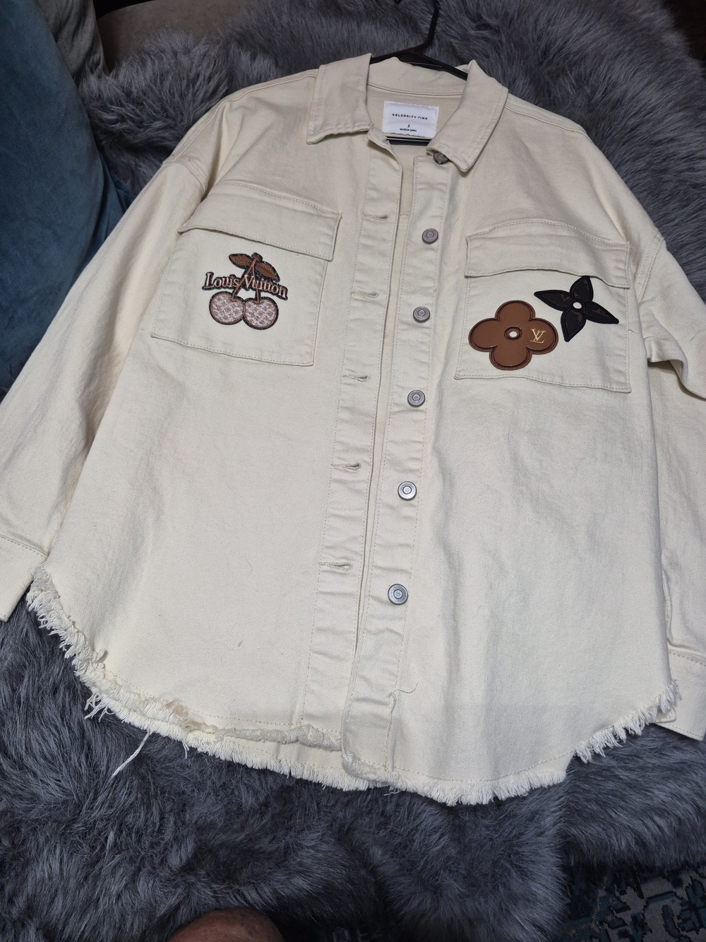 Cream Shacket With Designer Inspired Patches